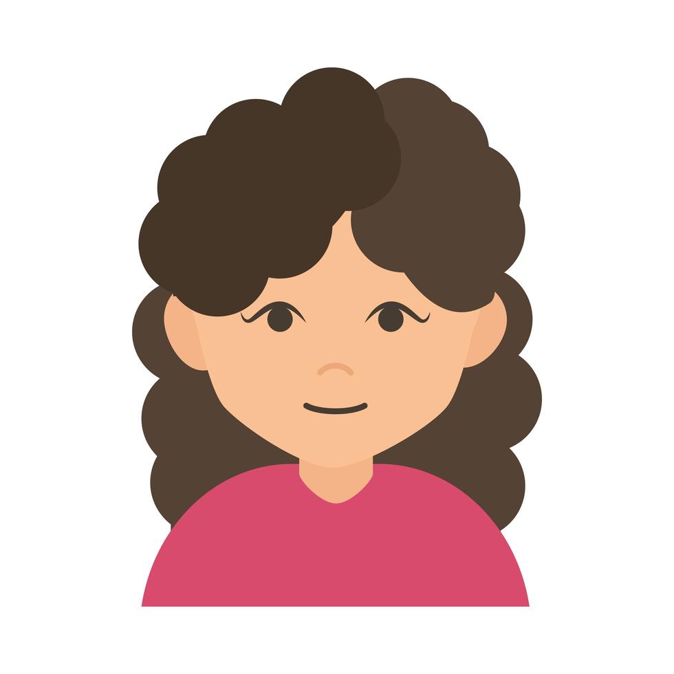 kvinna seriefigur med lockigt hår flat ikonen vektor