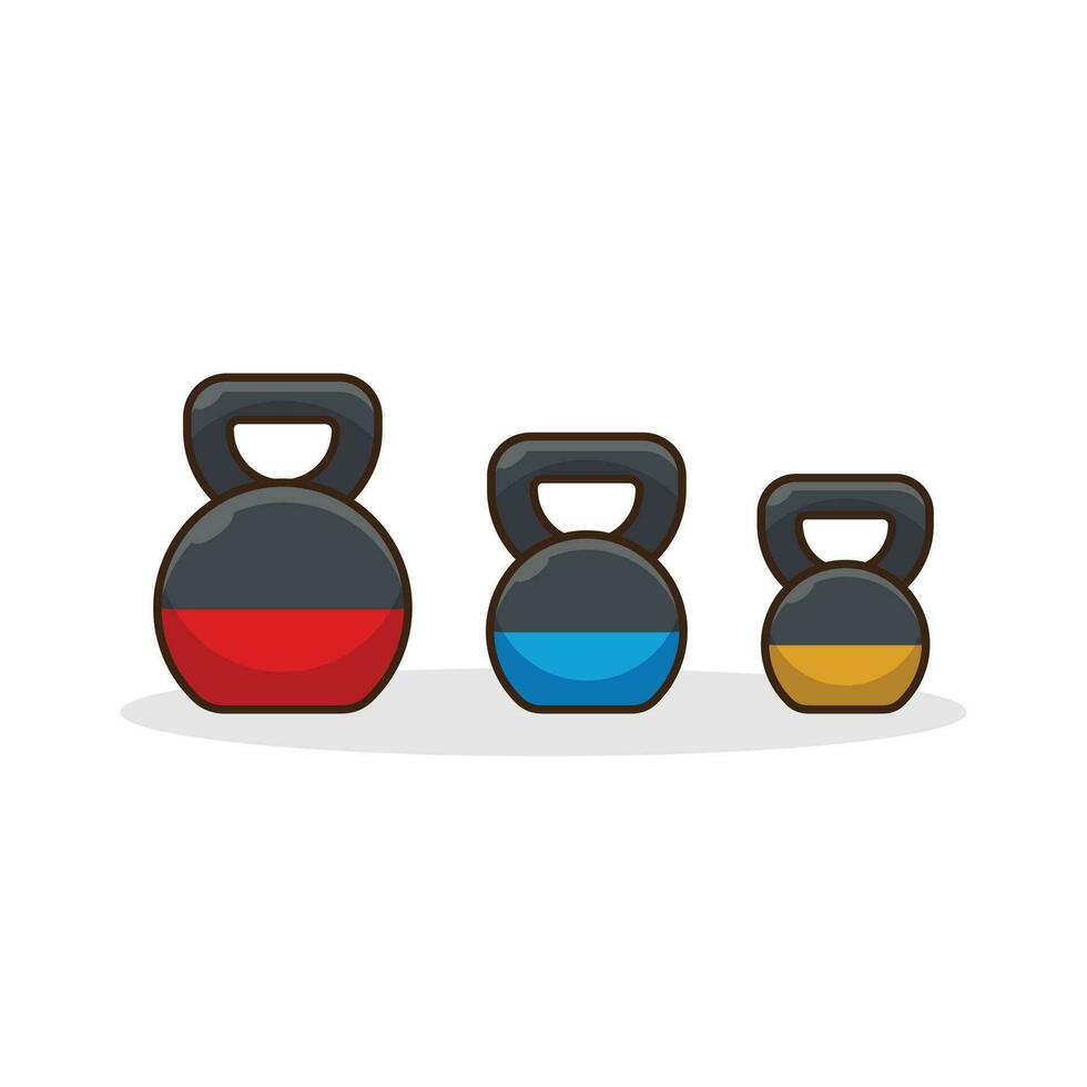 uppsättning av Gym kettlebells platt ikon. design element för logotyp, märka, tecken, och emblem. vektor illustration