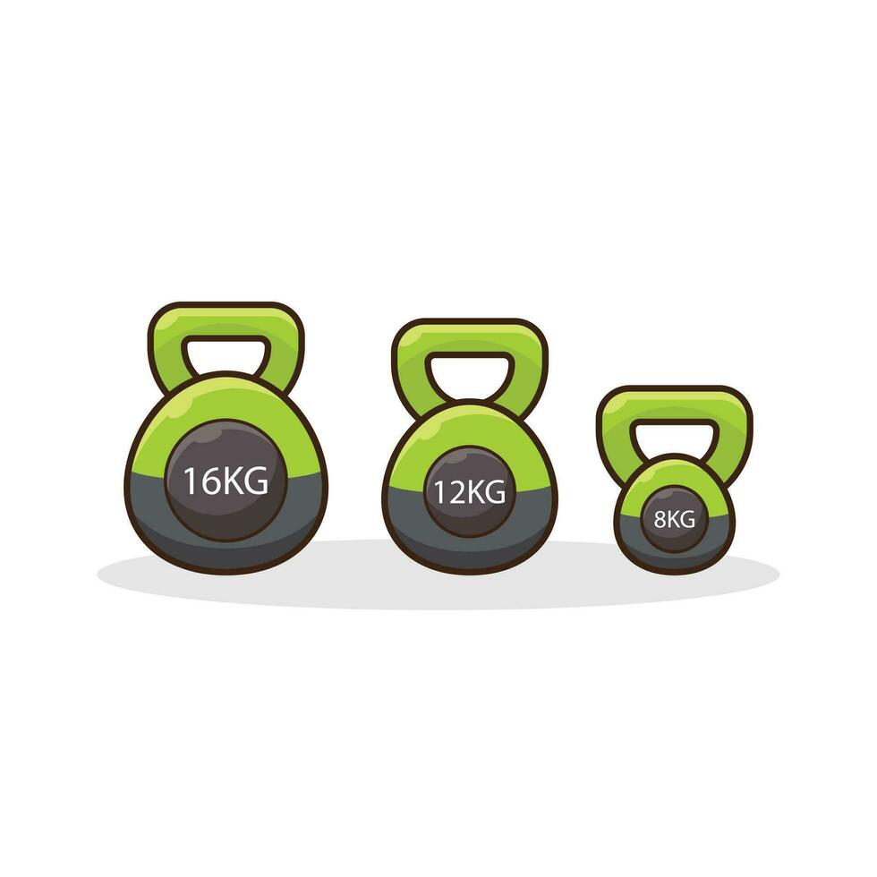 einstellen von Fitnessstudio Kettlebells Vektor Illustration. Design Elemente zum Logo, Etikett, Zeichen, und Emblem. Vektor Illustration