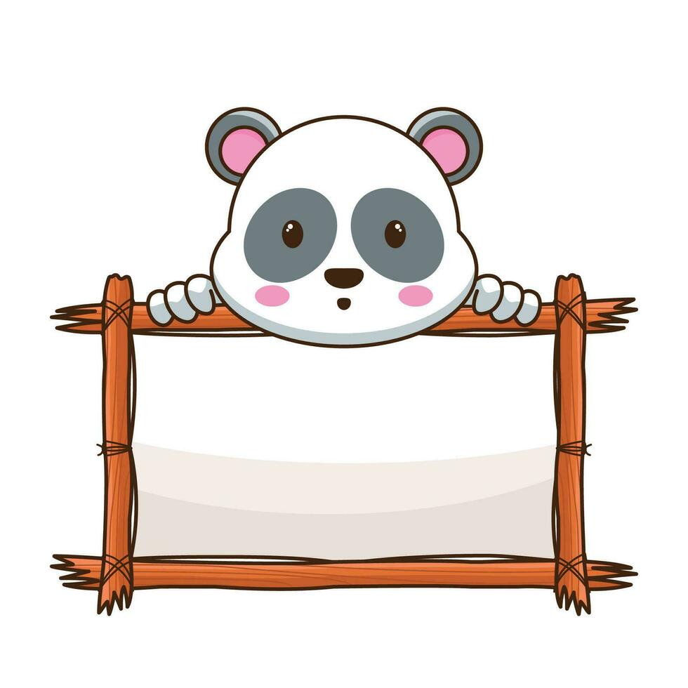 süß Karikatur Panda Bär Illustration halten ein leer Zeichen mit beide Hände isoliert auf Weiß Hintergrund vektor