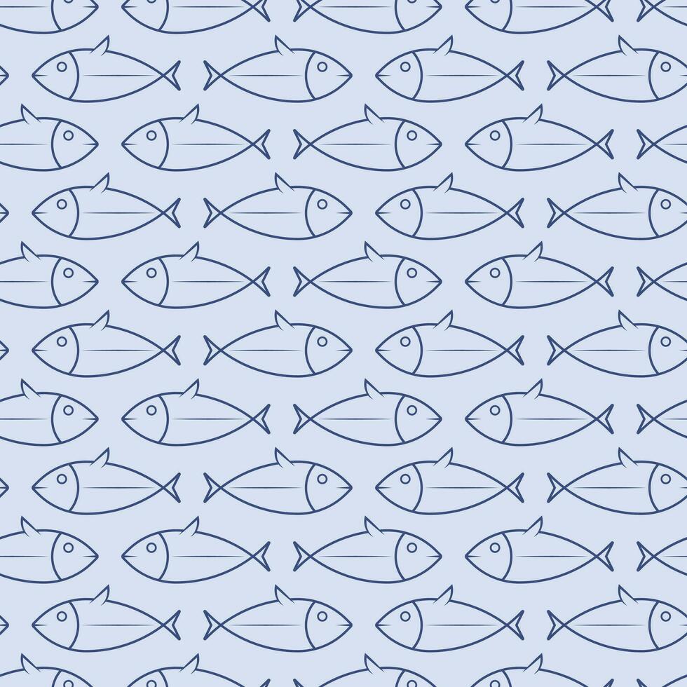isolerat blå fisk sömlös mönster på ljus blå bakgrund. vektor illustration grafisk