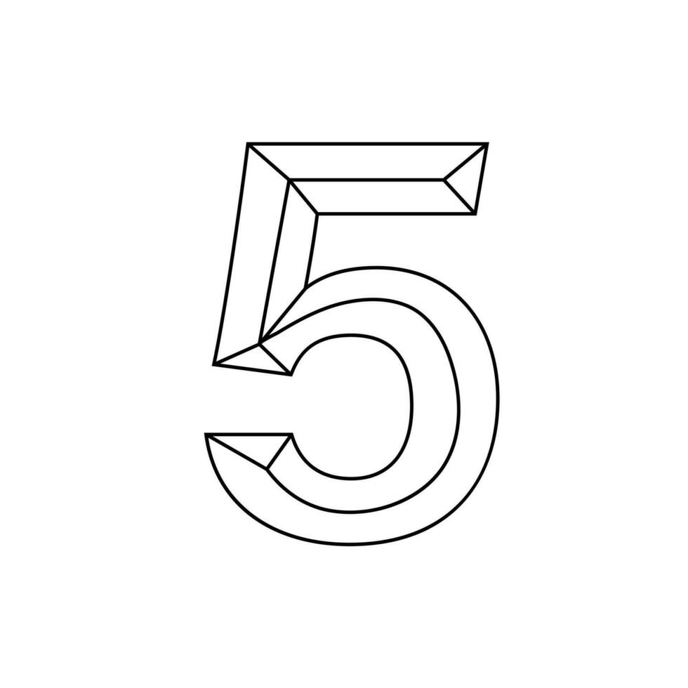översikt siffra 5 isolerat på en vit bakgrund med vektor illustration design