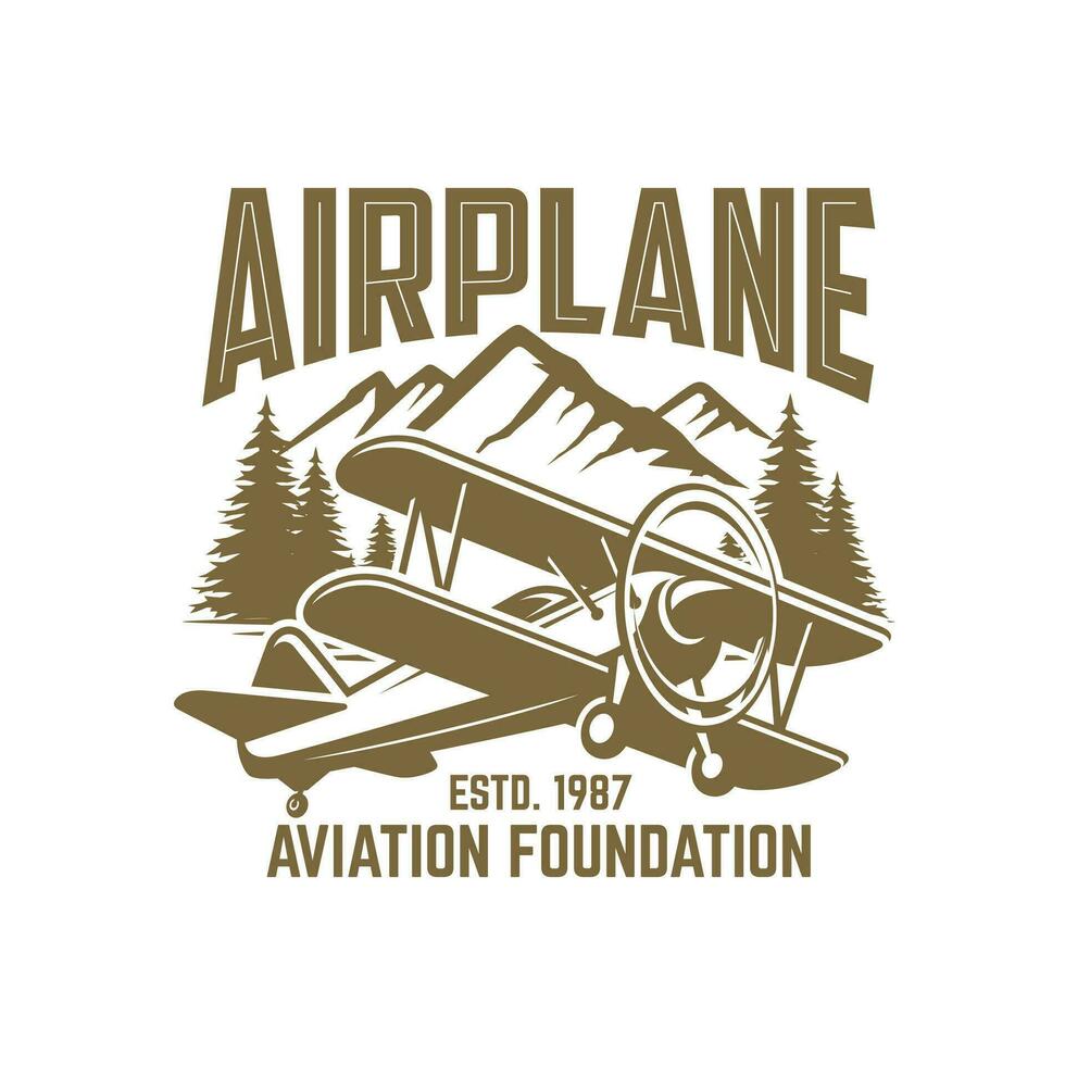 Jahrgang Flugzeug Luftfahrt Abzeichen Logo Design Vektor Vorlage