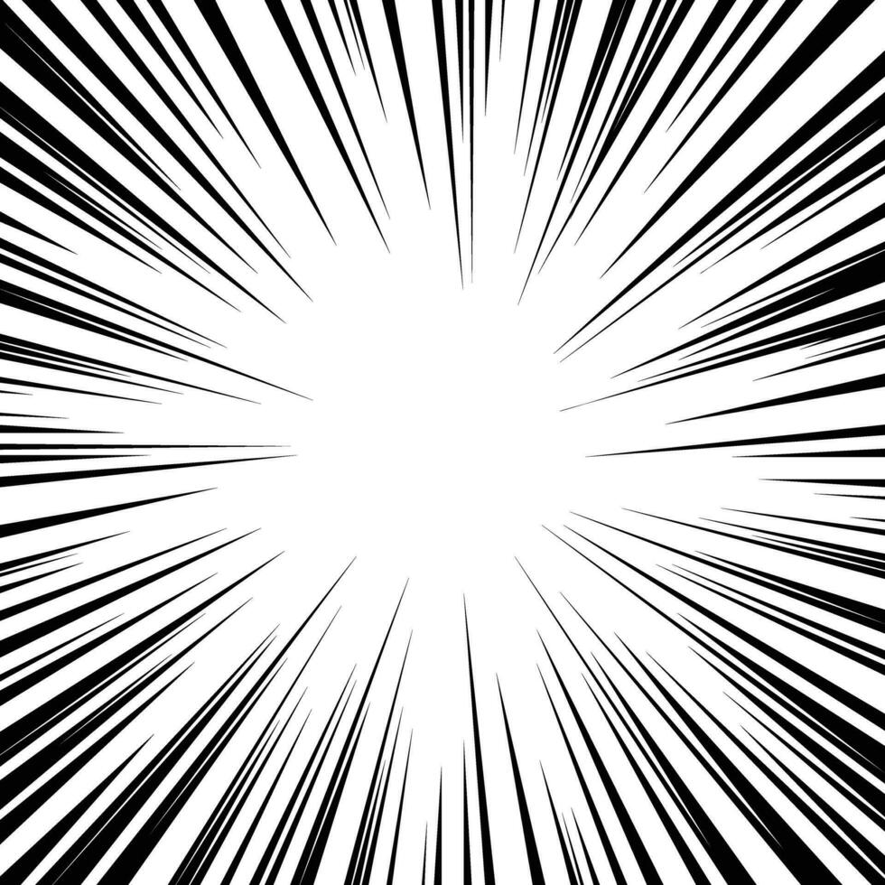 komisk zoom rörelse rader bakgrund med blixt explosion strålar effekt textur vektor