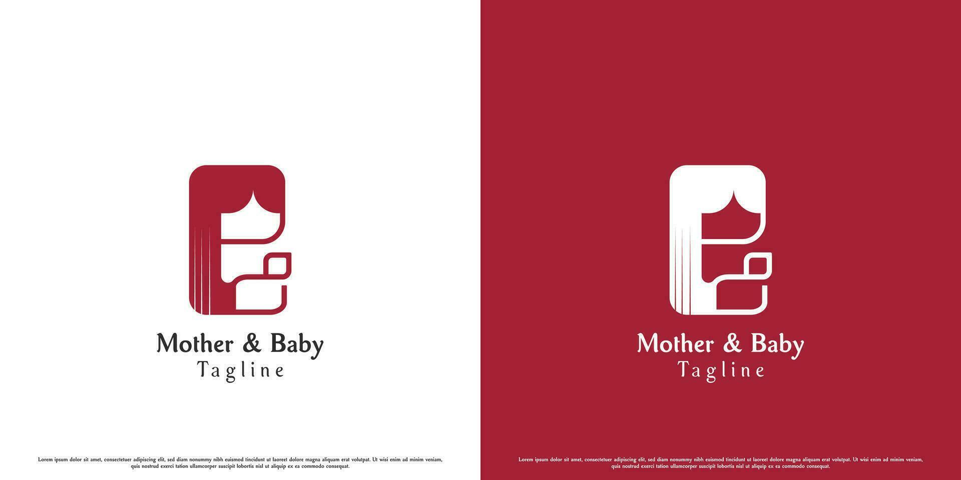 Illustration von Logo Design von Mutter halten Baby. modern kreativ einfach eben Silhouette minimalistisch Mutter und Kind. zärtlich Liebe Symbol Symbol Pflege Umarmung schwanger Mutter Sohn geometrisch Form. vektor