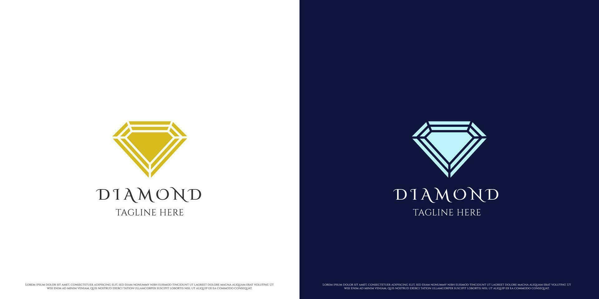Diamant Schmuck Logo Design Illustration. einfach eben Silhouette Gold Schmuck Kristall Diamant modern minimalistisch Glanz Luxus Blau Saphir Smaragd Rubin. perfekt zum Diamant Geschäft App Geschäft Symbol. vektor