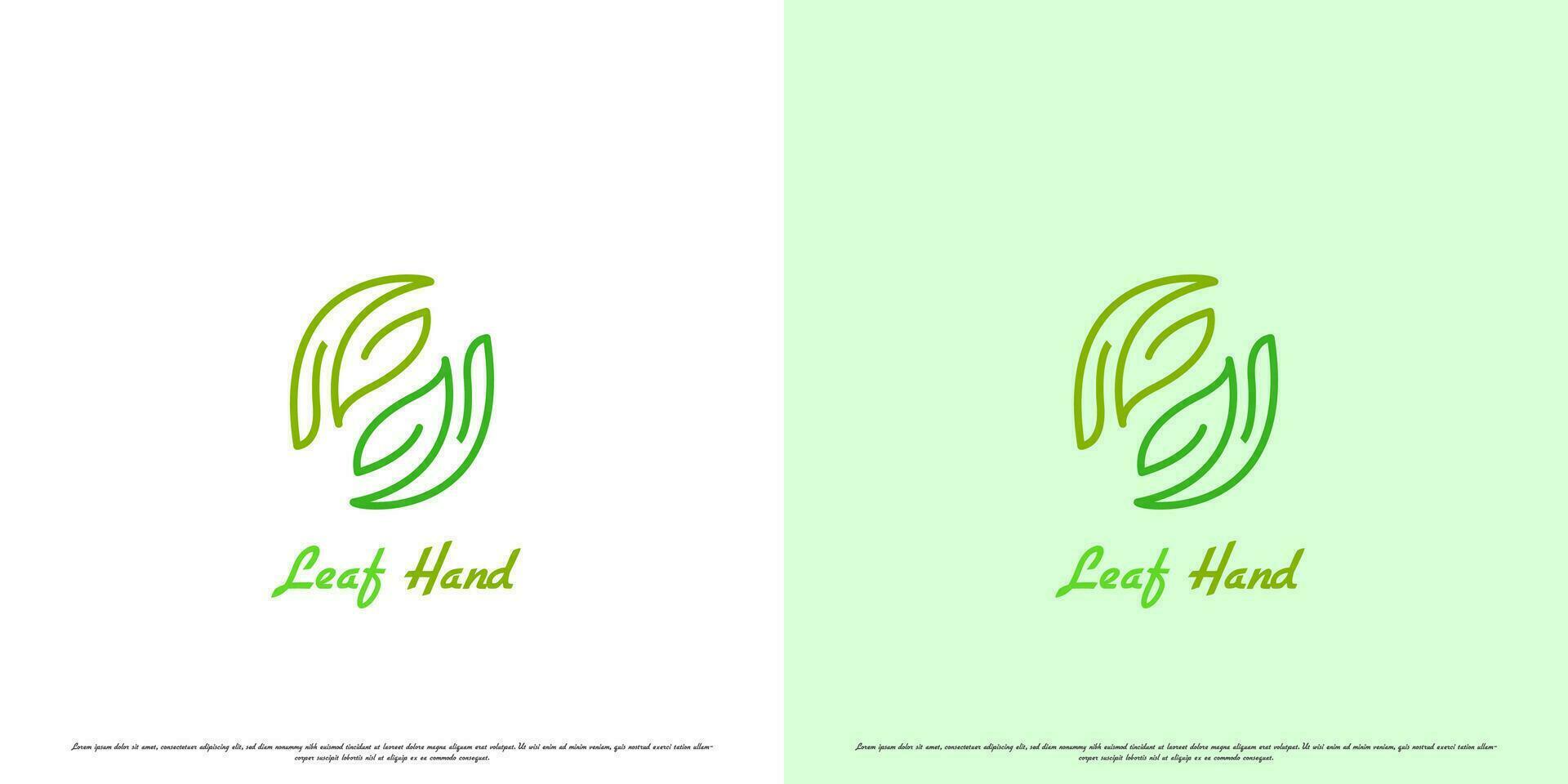 hand blad logotyp design illustration. silhuett linje konst hand blad växt träd mänsklig människor natur enviromental friska vård välgörenhet kropp tecken ikon. lämplig för miljömässigt vänlig webb app ikoner. vektor