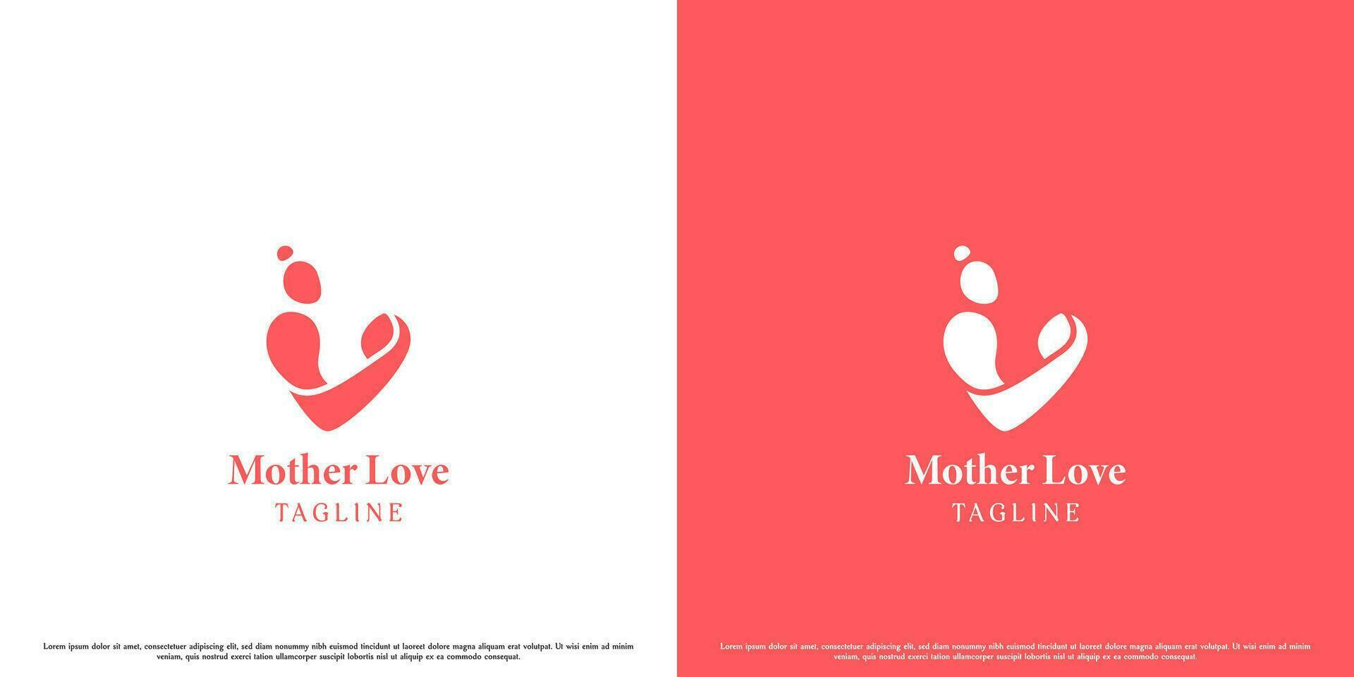 Illustration von Mutter umarmen Baby Logo Design. einfach eben Silhouette kreativ kreativ abstrakt Zuneigung Liebe Herz Mutter Kind Eltern Bruder Junge Schwester. vektor