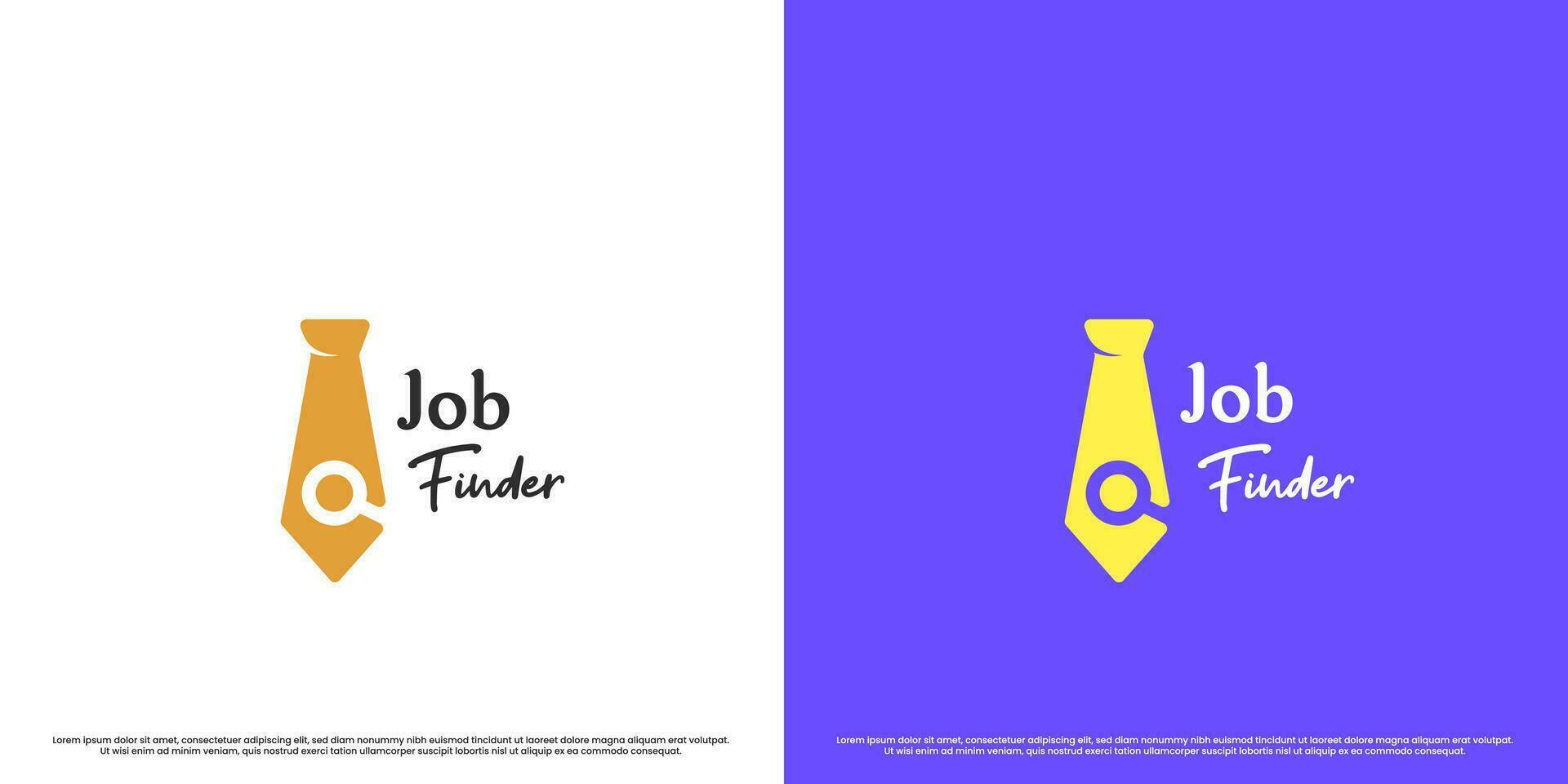 Job suchen Logo Design Illustration. Büro Arbeiter Krawatte Schatten Objekt Silhouette und eben Sonnenbrille einfach modern minimalistisch sauber. korporativ Führung Job Geschäft Rekrutierung freie Stelle Symbol Symbol. vektor