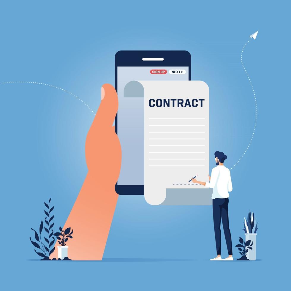 lösa kontrakt eller göra avtal online koncept vektor