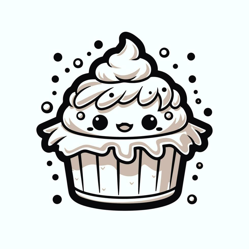 Cupcake Symbol Illustration. bunt Tasse Kuchen zum Geburtstag Feier. vektor