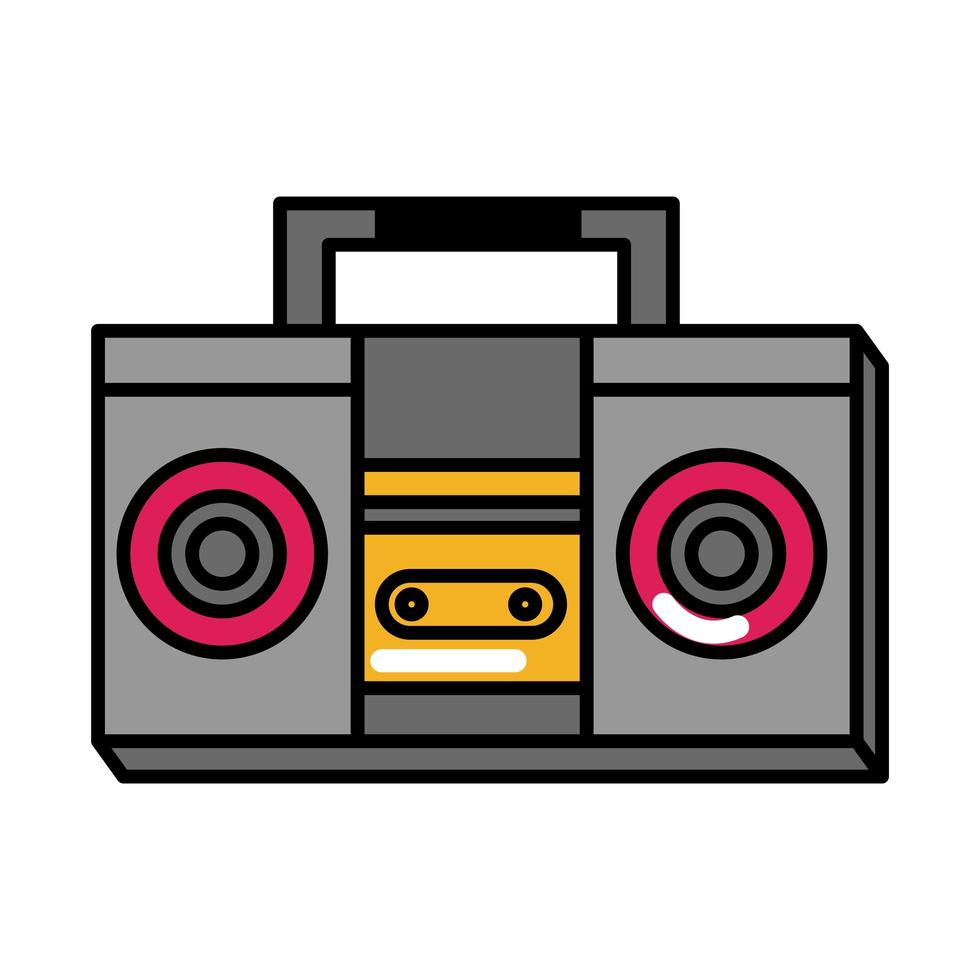 Boombox Musik Pop-Art Comic-Stil flaches Symbol vektor