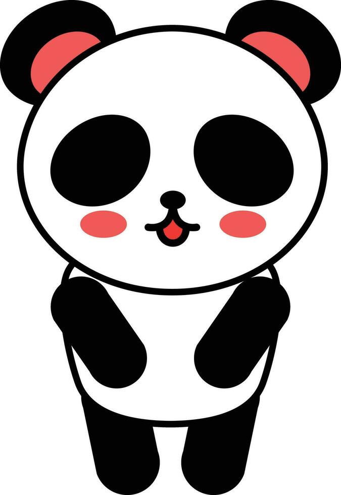 stilisierte Riesenpanda-Ganzkörperzeichnung. einfaches Pandabär-Symbol oder Logo-Design. Schwarz-Weiß-Vektor-Illustration. vektor