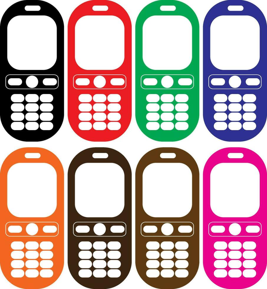 färgrik telefon mobil cell cellulär ikon transparent bakgrund eps vektor konst packa