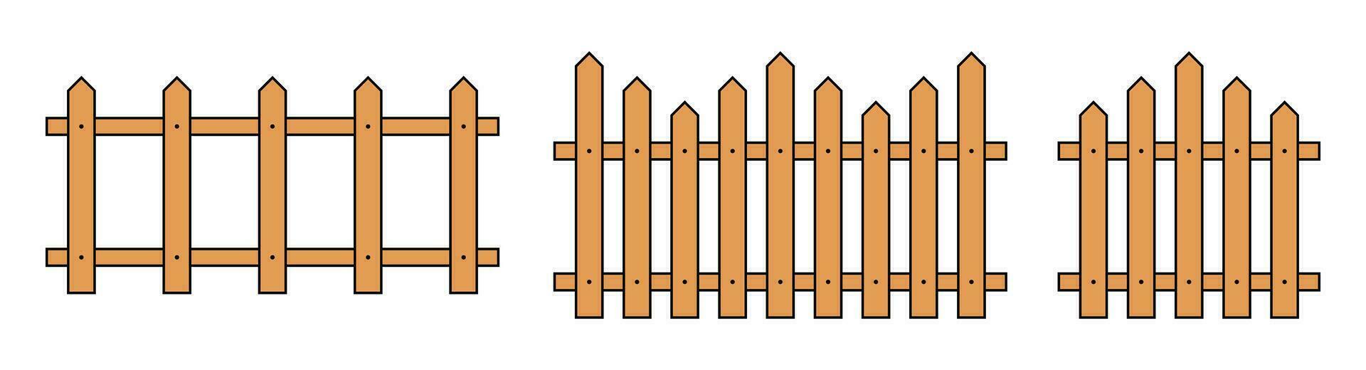 farbig Gliederung Zaun im eben Stil Vektor Illustration isoliert auf Weiß