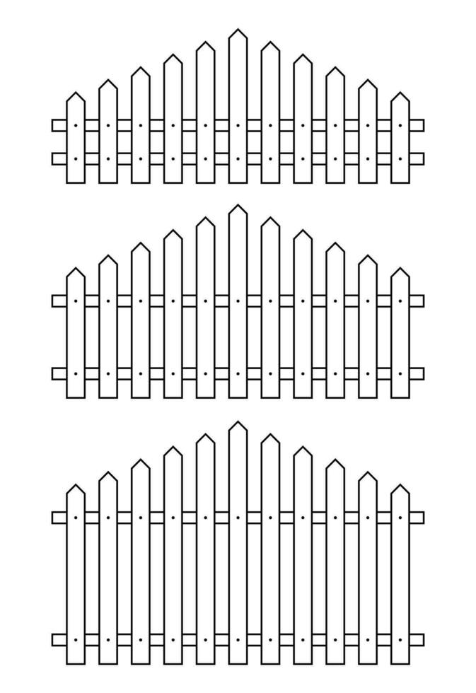 Gliederung Zaun im eben Stil Vektor Illustration isoliert auf Weiß