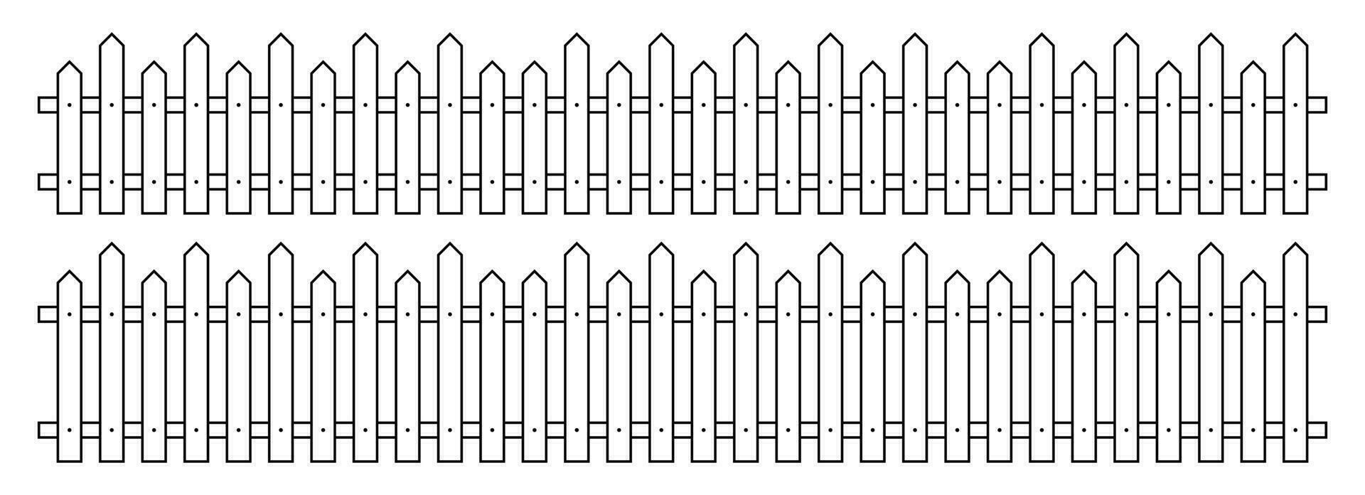 Gliederung Zaun im eben Stil Vektor Illustration isoliert auf Weiß