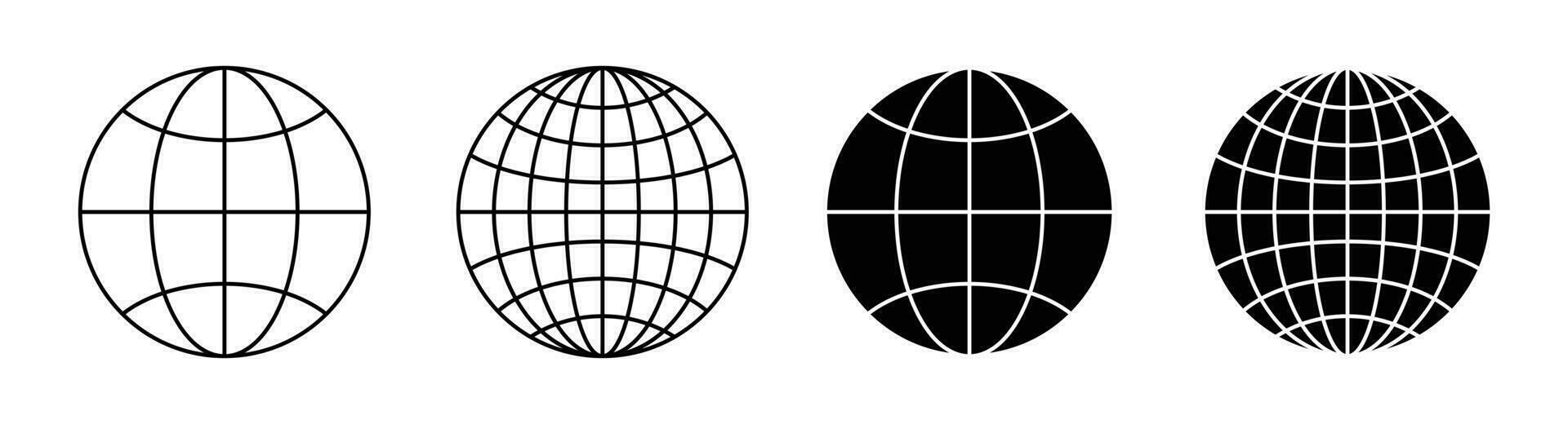 Planet Erde Symbol Satz. Globus Linie gestalten Vektor Illustration