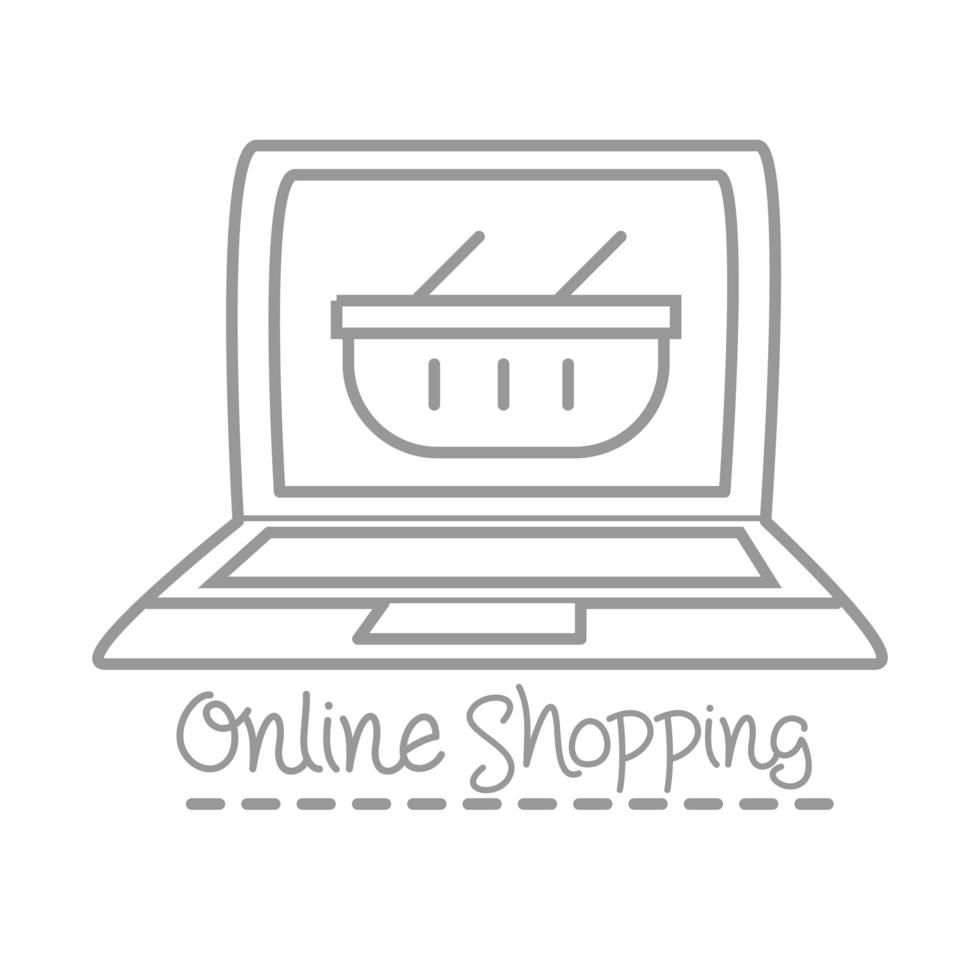 neuer normaler Online-Shopping-Lifestyle nach Coronavirus Handmade Line Style vektor