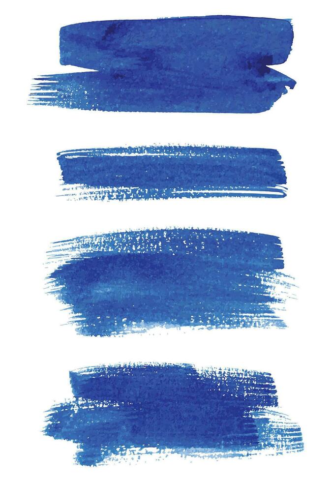 uppsättning av blå pensel. bläck stroke borsta. vektor illustration isolerat på vit