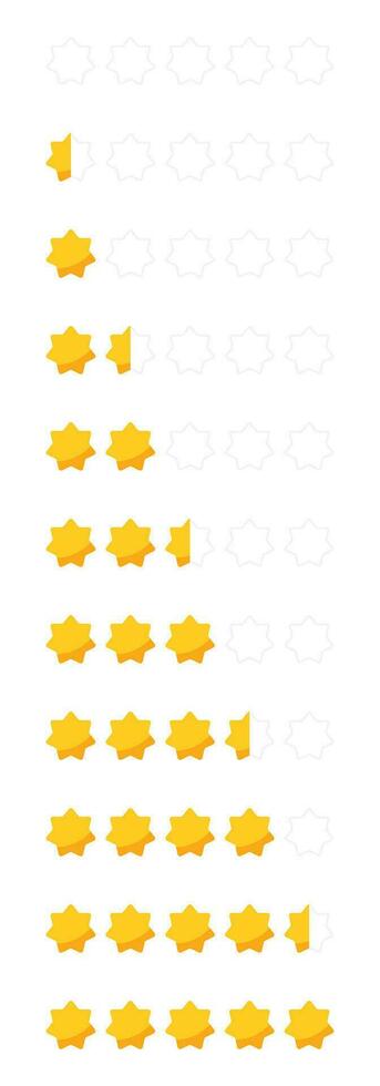 stjärna betyg recension från noll till fem med guld stjärnor. kund recension eller respons uppsättning vektor illustration