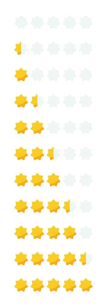 stjärna betyg recension från noll till fem med guld stjärnor. kund recension eller respons uppsättning vektor illustration