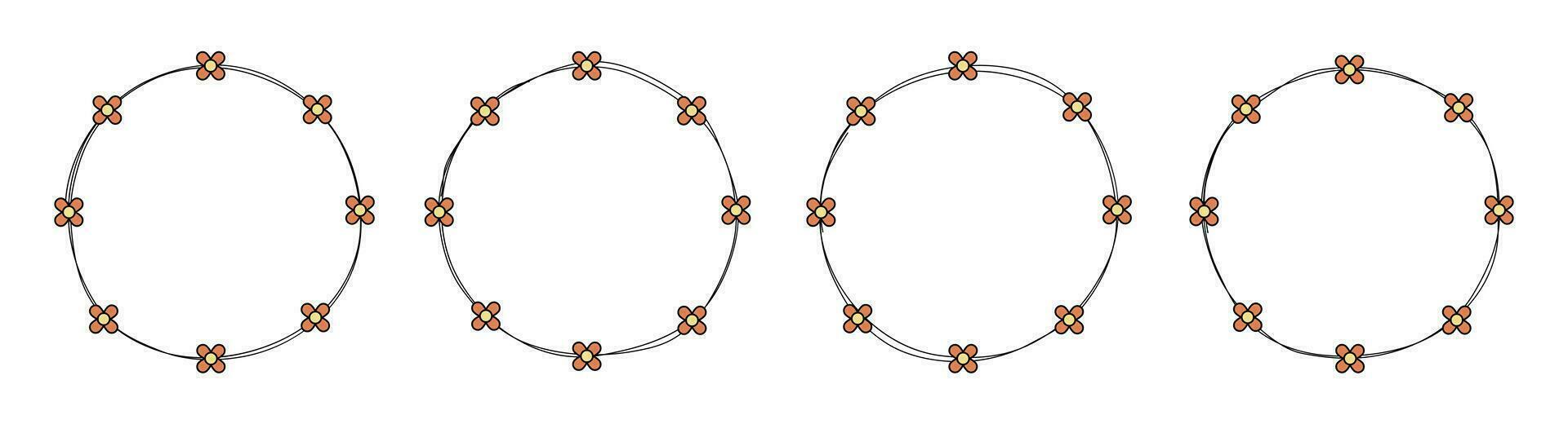 cirkel ram dekoration element med blommor vektor uppsättning