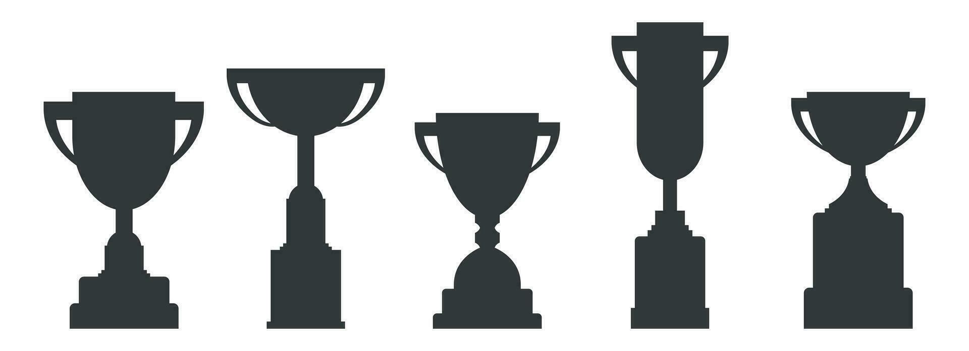 Trophäe Tasse Silhouetten Sammlung. Meisterschaft Preis- Element zum Spiele und App vektor