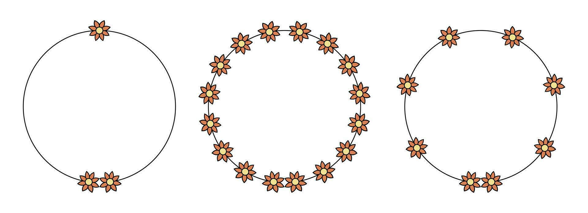 cirkel ram dekoration element med blommor klämma konst vektor
