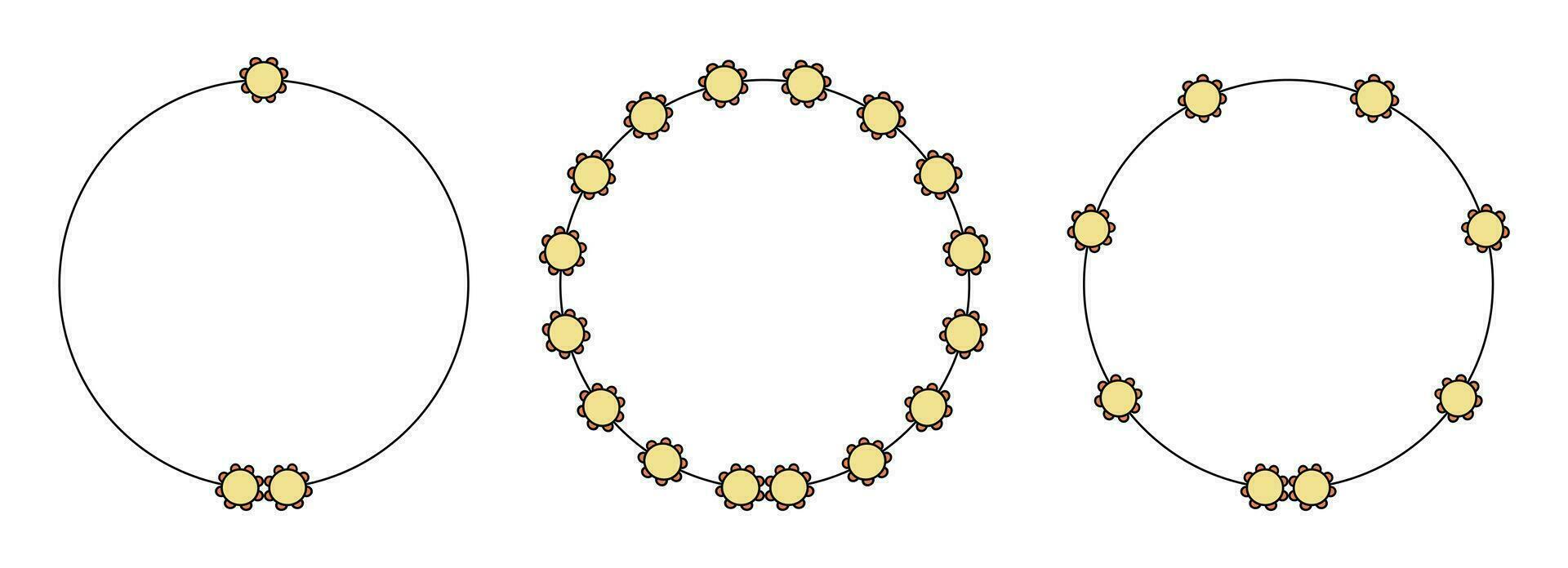 Kreis Rahmen Dekoration Element mit Blumen Vektor einstellen