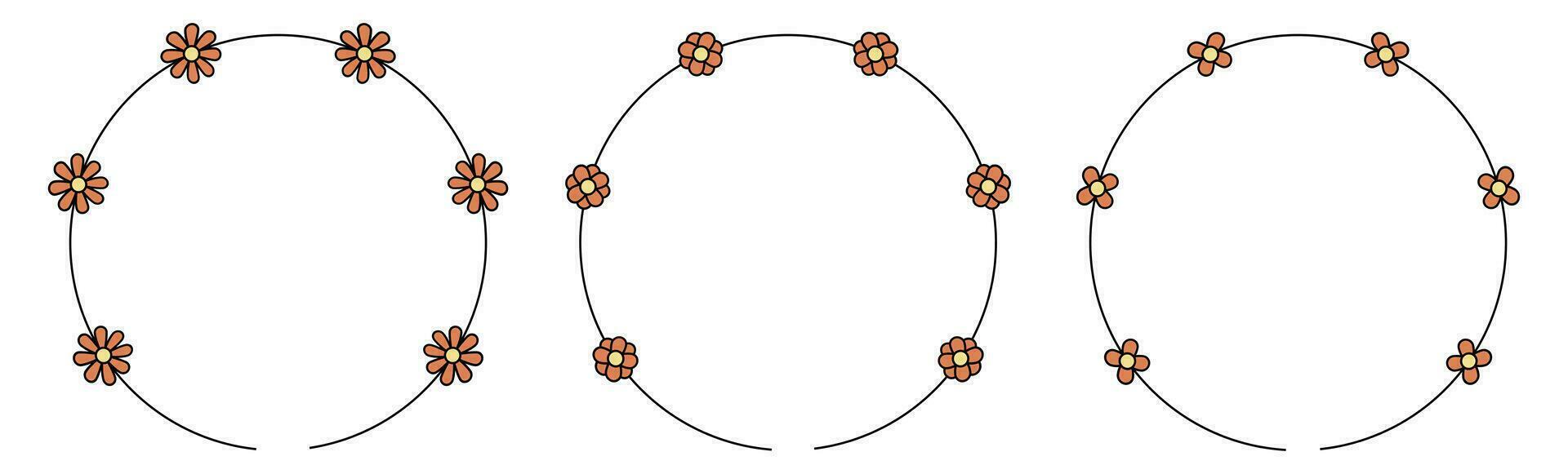 Kreis Rahmen Dekoration Element mit Blumen Vektor einstellen