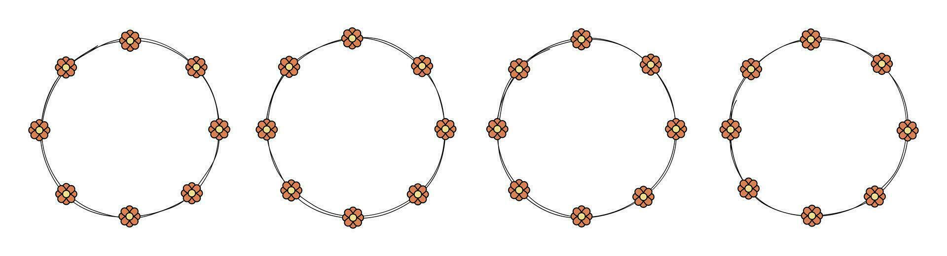 hand dragen cirkel ram dekoration element med blommor klämma konst vektor