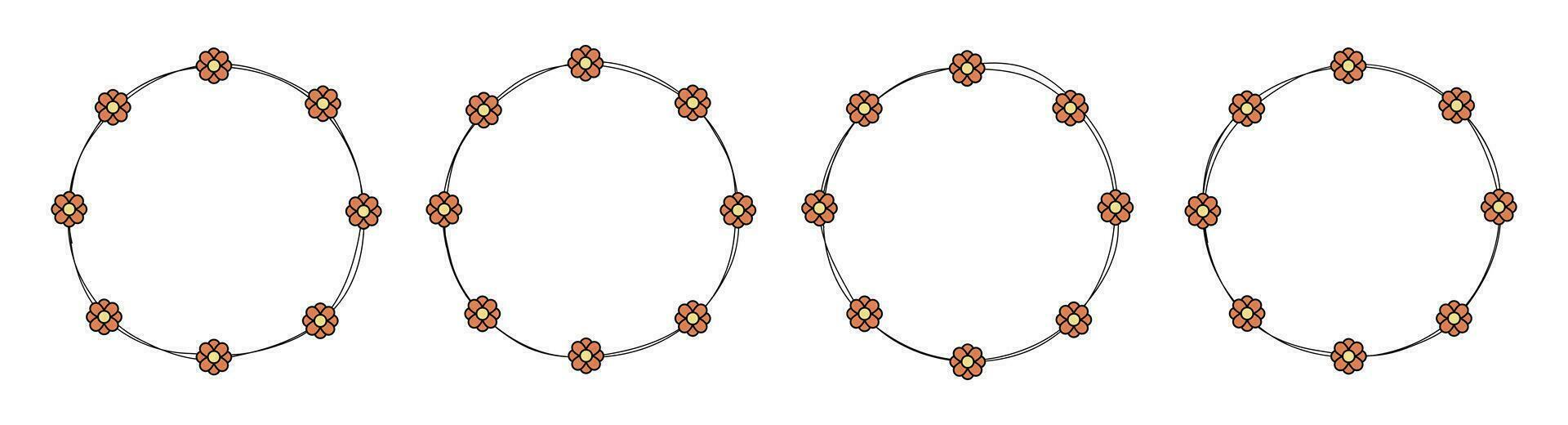 hand dragen cirkel ram dekoration element med blommor klämma konst vektor