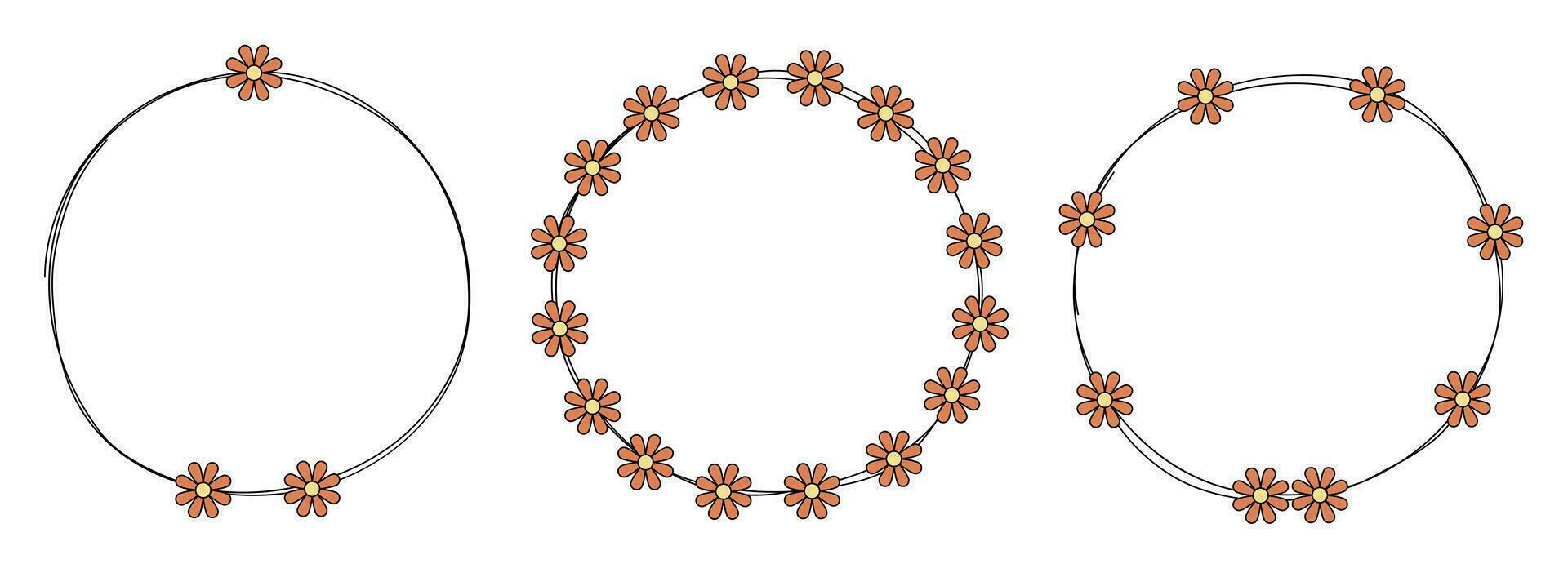 cirkel ram dekoration element med blommor klämma konst vektor