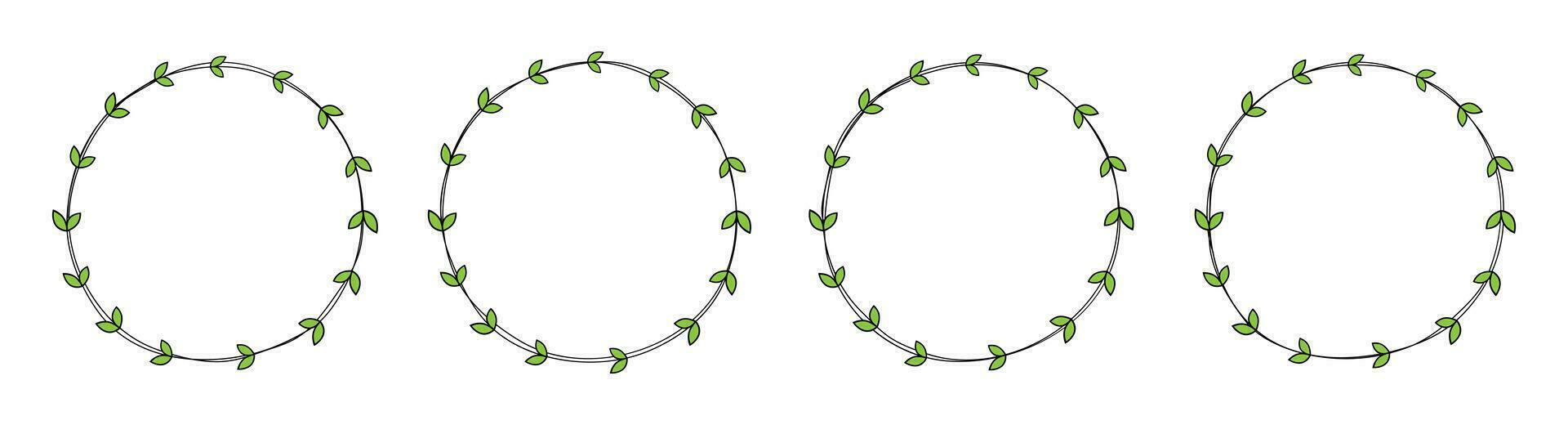 Hand gezeichnet Kreis Rahmen Dekoration Element mit Blätter Clip Kunst vektor