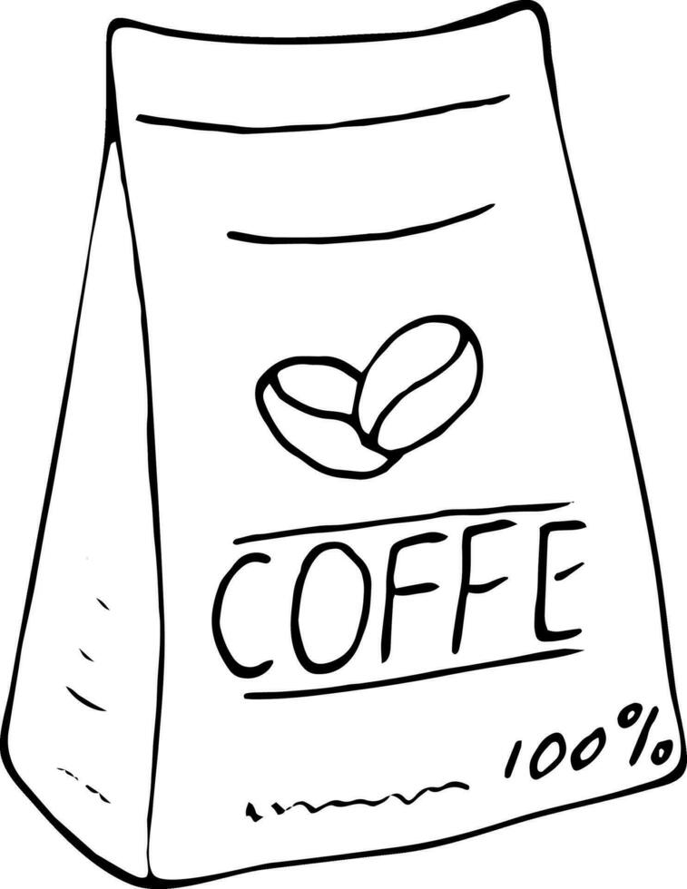 ritad för hand kaffe i en packa. enkel vektor illustration av en dryck, isolerat på vit bakgrund