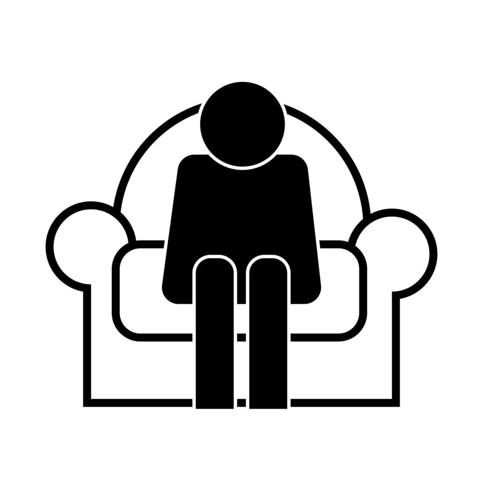 menschliche Figur sitzt im Sofa-Gesundheits-Piktogramm-Silhouette-Stil vektor