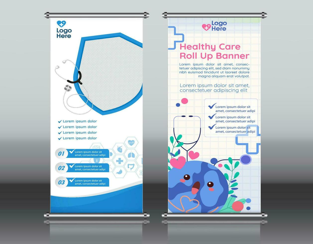 rollen oben Geschäft Broschüre Flyer Banner Design Vertikale Vorlage Vektor, Startseite Präsentation abstrakt geometrisch Hintergrund, modern Veröffentlichung x-Banner und Flaggenbanner, Rechteck Größe. rot , Blau, Grün vektor