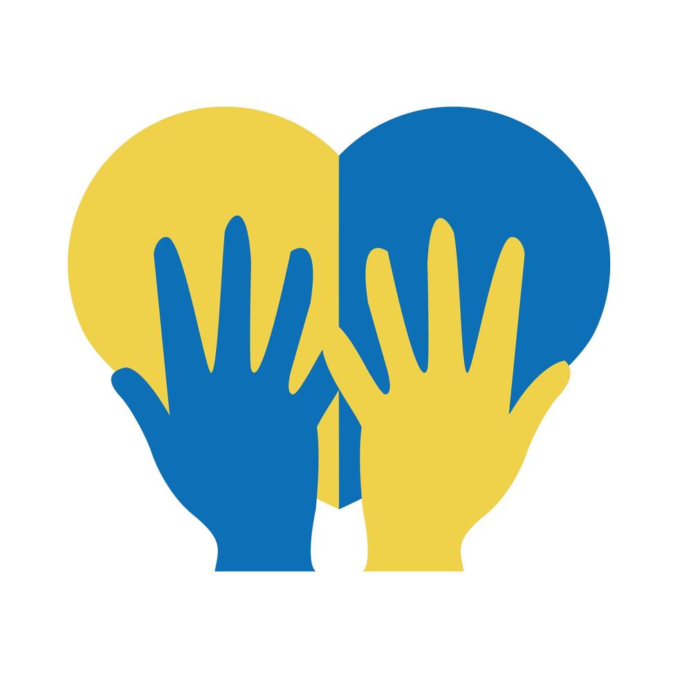 Welt-Down-Syndrom-Tag-Hände und Herz-Bewusstseins-Kampagne im flachen Stil vektor