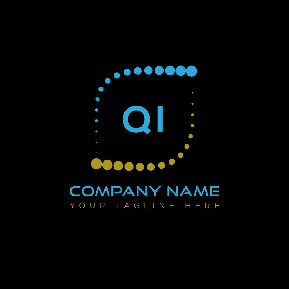 qi brev logotyp design på svart bakgrund. qi kreativ initialer brev logotyp begrepp. qi unik design. vektor