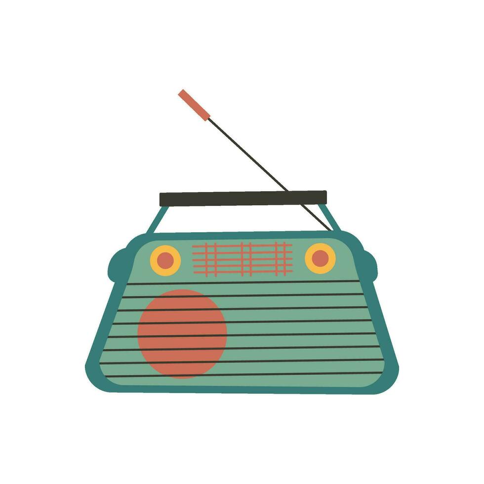 retro radio i platt isolerat, årgång radio vektor