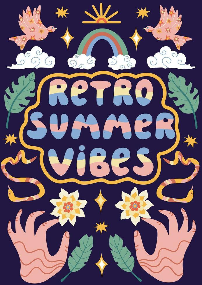 retro Sommer- Poster. Sommer- Party Design Vorlage Vektor Illustration.