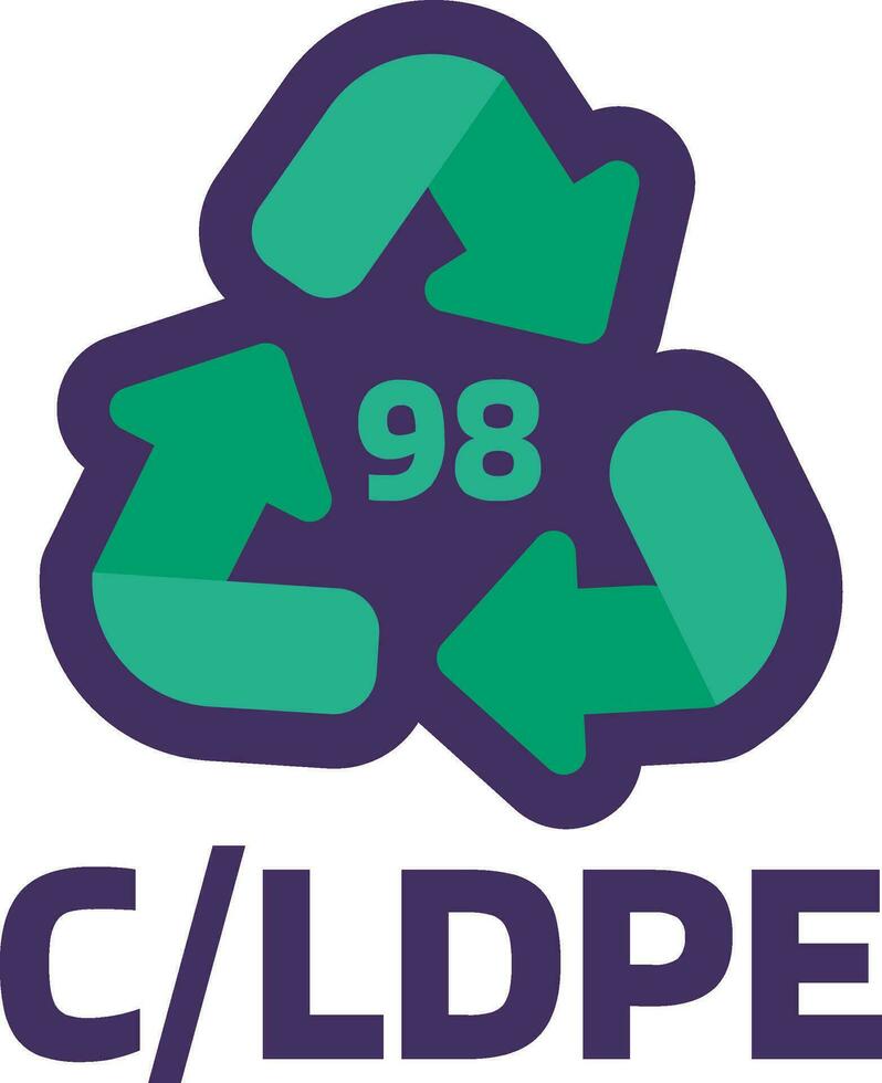 Vorsicht Markierung Recycling cldpe industriell Code 98 vektor