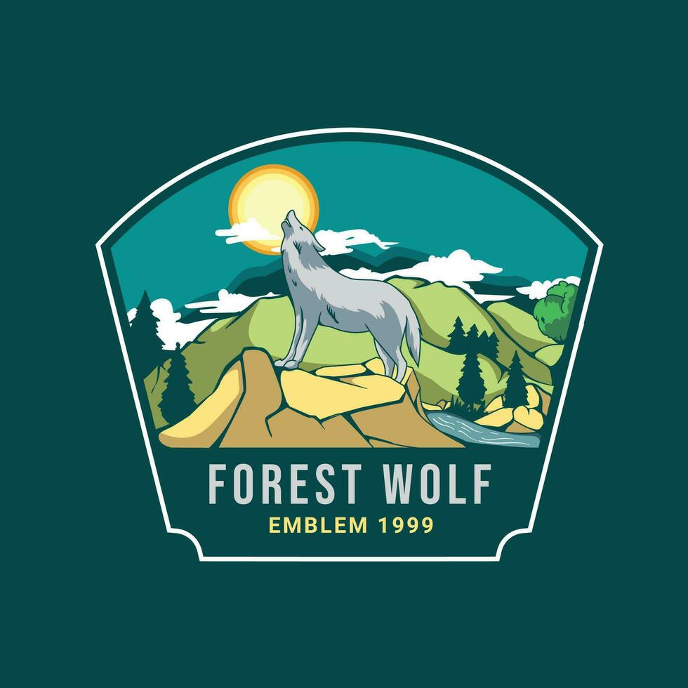 Vektor Abzeichen Wolf Logo, Wolf Logo Berg