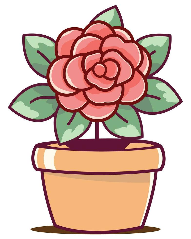 rot Rose im Blume Töpfe vektor