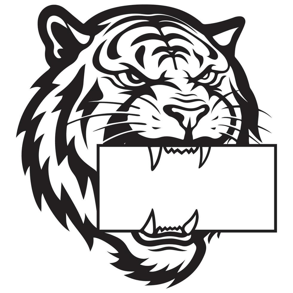 tiger håll tecken i de mun, tiger logotyp vektor