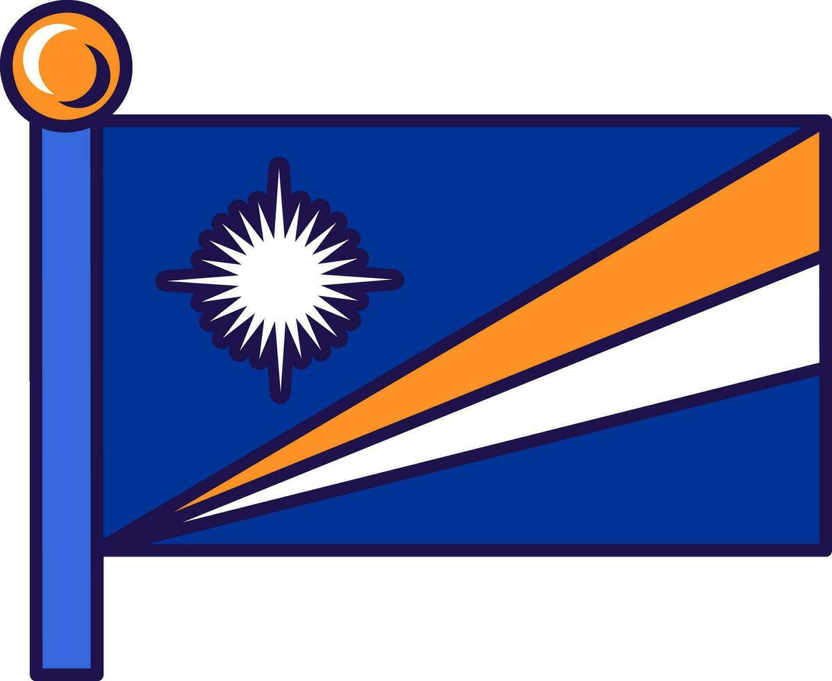 Marshall Inseln Nation Flagge auf Fahnenstange Vektor