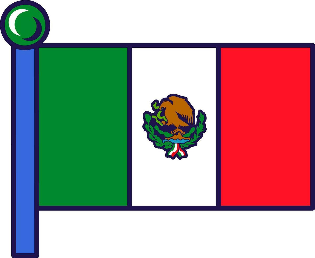 Mexiko Land Nation Flagge auf Fahnenstange Vektor