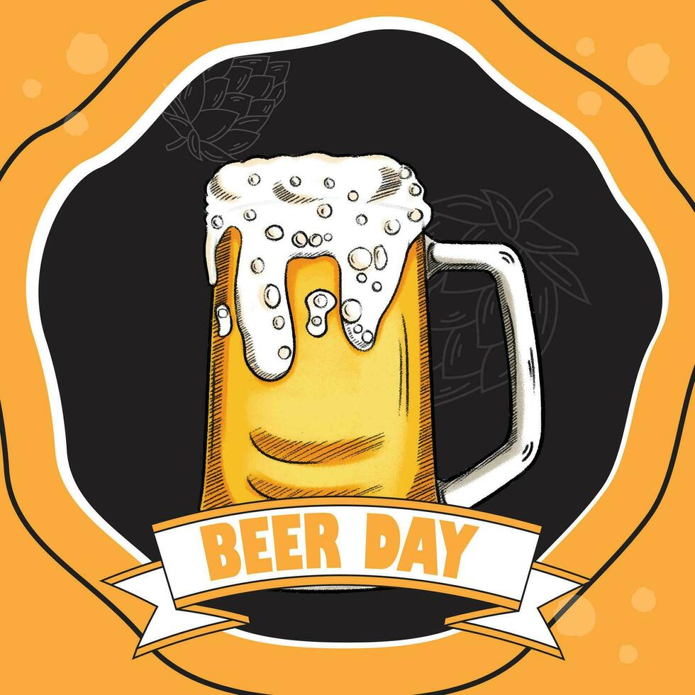 hand dragen internationell öl dag illustration vektor design, kan vara använda sig av för fest, firande och festival