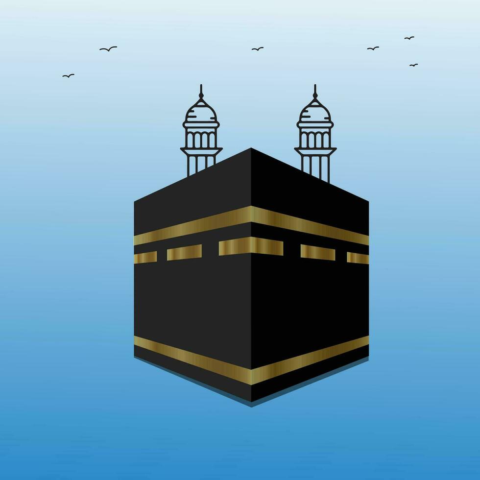 Illustration von Khana kaba mit Vögel fliegend auf Himmel mit Gradient Blau und Weiß Hintergrund vektor